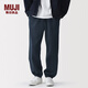 MUJI男式 毛圈棉褲子 男士長(cháng)褲衛褲休閑褲加絨 26年春季男裝 AB1NRA6S 藏青色 XL (180/92A)