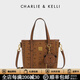 CHARLIE&KELLI CK品牌包包女款2026新款卡通滿(mǎn)印托特包單肩斜挎包生日禮物女 棕色【母親節生日520情人節禮物】