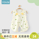 優(yōu)奇嬰兒衣服寶寶琵琶衣薄款夏季睡衣新生兒連體衣服無(wú)袖背心哈衣夏裝 波點(diǎn)綠【純棉款】 66cm