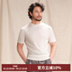 CULTUM【桑蠶絲長(cháng)絨棉】夏季清涼透氣休閑夏裝短袖男士T恤衫 本白 M