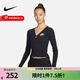耐克（NIKE）女士舒適短款瑜伽休閑拉鏈緊身長(cháng)袖T恤魚(yú)骨上衣黑 FD2377-010 M
