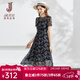 經(jīng)典故事（JANE STORY）經(jīng)典故事小個(gè)子雪紡連衣裙女2025新款夏季法式氣質(zhì)高端碎花長(cháng)裙 R43黑底藍花 XL