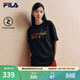 FILA馬上起飛斐樂(lè )情侶短袖上衣男2026春新年紅色本命年半袖T恤女 正黑色-BK 2XL 185/104A/XXL
