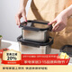 樂(lè )扣樂(lè )扣（LOCK&LOCK）本色不銹鋼保鮮盒帶飯飯盒密封冰箱廚房收納水果零食餐盒1L