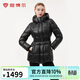 坦博爾羽絨服女款鵝絨連帽亮面收腰顯瘦加厚外套5550590Z 極光黑 170 