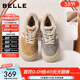 百麗（Belle）撞色厚底板鞋女冬季新款商場(chǎng)同款高幫大頭休閑鞋E6X1DDM5 棕色-毛里 36 (230mm)