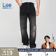 Lee【張凌赫代言】商場(chǎng)同款753舒適中腰直筒黑灰色男牛仔褲潮流 黑灰色 31