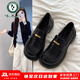啄木鳥(niǎo)復古黑色樂(lè )福鞋女2026春季新款百搭英倫學(xué)院風(fēng)厚底一腳蹬jk小皮鞋 黑色 36 (230mm)