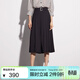 藍地（LANDI）【醋酸】高腰設計感百褶半身裙女夏季新款中長(cháng)半裙 黑色 M