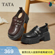 他她（TATA）鋼琴家樂(lè )福鞋女厚底英倫風(fēng)小皮鞋單鞋加絨牛津鞋CHY08AM6 黑色 37