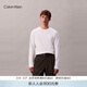 Calvin KleinJeans春秋男士休閑通勤ck刺繡純棉圓領(lǐng)純色內搭打底衫長(cháng)袖T恤 YAF-牛乳白 M