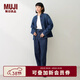 MUJI女式木棉混牛仔盤(pán)扣夾克女外套新中式 女裝26年春季 BD12KA6S 藏青色 S （155/80A）