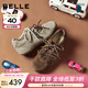 百麗（Belle）小榛果薄底賽車(chē)阿甘德訓鞋女2026春新商場(chǎng)款休閑鞋E9W1DAM6預售 杏色 38