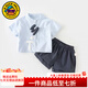 G.duck小黃鴨童裝男童套裝夏季新款嬰幼兒童衣服男寶寶分體襯衫短褲夏裝 短袖套裝 80 尺碼建議6-9個(gè)月14-20斤cm