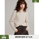 ELLE【100%綿羊毛】寬松圓領(lǐng)毛衣女2024冬裝新款新年慵懶軟糯毛針織衫 米咖 M