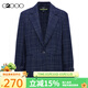 G2000【可機洗】G2000女裝SS24商場(chǎng)新款柔軟可束袖口中長(cháng)款休閑西服 格子布-靛藍休閑西裝28寸 M /36