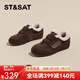 星期六德訓鞋女平底加絨復古加絨魔術(shù)貼潮流2025冬季新款百搭保暖休閑鞋 咖啡色（平底3CM） 38 (240mm) 標準碼