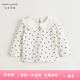 MARC&JANIE馬克珍妮兒童春秋裝女童花邊娃娃領(lǐng)條紋長(cháng)袖T恤241180
