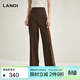 藍地（LANDI）焦糖色顯高顯瘦直腰闊腿褲女老錢(qián)風(fēng)長(cháng)褲秋冬新品 焦糖色 XL
