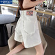 莫代爾白色牛仔短褲女夏季薄款網(wǎng)紅高腰顯瘦小個(gè)子闊腿a字熱褲潮ins 白色 M 【建議98-110斤】