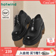 熱風(fēng)（Hotwind）男鞋休閑英倫風(fēng)皮鞋春秋新款男士時(shí)髦休閑系帶都市厚底皮鞋 01黑色 43 265mm