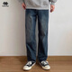 SWAMP AREA復古水洗做舊男春夏季直筒牛仔褲休閑長(cháng)褲K8374青藍色XL