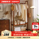 藝柳園 實(shí)木衣帽架簡(jiǎn)易落地掛衣架柜式衣服架立式收納置物架家用多功能 大號棕色【100cm】