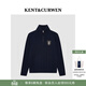 KENT&CURWEN【明星同款】肯迪文秋冬系列三獅徽章男士拉鏈半高領(lǐng)絞花毛衣 藏藍色 S