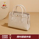 稻草人女士包包2026新款時(shí)尚牛皮手提包鱷魚(yú)紋斜挎包38婦女節禮物送老婆 優(yōu)雅白-A款（牛皮）