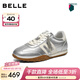 百麗彩虹豆跑道系列阿甘鞋2026春新商場(chǎng)同款花邊車(chē)線(xiàn)復古鞋E9Y1DAM6 銀色 37 (235mm)