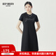 深呼吸DEEP BREATH女裝釘珠燙鉆圓領(lǐng)休閑短袖連衣裙T恤裙A500346 黑 S (2)