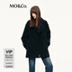 MO&Co.毛呢大衣2025秋新品綿羊毛雙面呢復古領(lǐng)袢金扣斗篷外套MBE3OVC004 黑色 S /160