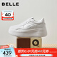 百麗（Belle）沈月同款步步糕厚底小白鞋女26新款商場(chǎng)增高休閑板鞋E7J1DAM6預售 米白色（6CM跟高）【沈月同款】 36