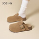 卓詩(shī)尼（Josiny）勃肯鞋女款2026新款夏季厚底休閑百搭懶人一腳蹬通勤外穿包頭拖鞋 駝色【四季百搭/跟高4CM】 37