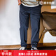 馬登工裝美式復古直筒卡其休閑褲錐形松緊腰垂感西裝薄長(cháng)褲子男夏 藏藍色 XL