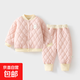 嬰兒棉衣套裝絎棉對開(kāi)寶寶120克夾棉加厚秋冬棉褲兒童外穿上衣 粉色（胸花兔兔120克絎棉套裝） 90 90cm