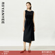 顏域黑色背心連衣裙女2025秋季新款收腰顯瘦職業(yè)開(kāi)叉不對稱(chēng)長(cháng)裙子 黑色 XL