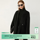 AMII女裝2025極簡(jiǎn)法式時(shí)髦純羊毛雙面呢大衣女冬季新款寬松拼 黑色 M 160/84A
