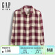 蓋璞男童秋季款棉質(zhì)法蘭絨格紋翻領(lǐng)襯衫兒童裝美版819211
