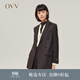 OVV秋冬熱賣(mài)女裝法蘭絨羊毛經(jīng)典雙排扣套裝西服外套 紅棕B1 S