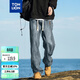 唐獅（TonLion）2025春男側邊牛仔褲抽繩闊腿褲牛仔長(cháng)褲