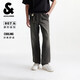 杰克·瓊斯（JACK&JONES） 春季復古雪花水洗抽繩松緊寬松百搭闊腿褲牛仔褲長(cháng)褲子226132040