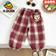 G.duck小黃鴨男女童加絨衛褲2026新款冬季寶寶加厚褲子兒童寬松格子棉褲 紅色格子【加絨】 90 碼（建議身高70-80cm）