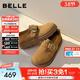 百麗（Belle）堅果拿鐵勃肯鞋女26春季新款商場(chǎng)厚底增高舒適復古休閑鞋F3V1DAA6 棕色 37