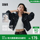 森馬（Semir）牛仔外套女春季短款翻領(lǐng)落肩寬松做舊2026工裝風(fēng)夾克109126108005