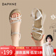 達芙妮時(shí)尚坡跟涼鞋2026夏季新款坡跟厚底防滑耐磨百搭田園風(fēng)高跟鞋 米色 35 (225mm) 標準碼