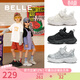 百麗（Belle）童鞋兒童百搭老爹鞋春秋新款男童跑步鞋女童休閑厚底運動(dòng)鞋中大童 灰/銀色 34 腳長(cháng)約20.8-21.4cm