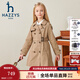 哈吉斯（HAZZYS）品牌童裝女童外套秋新品舒適挺括利落翻領(lǐng)休閑英倫風(fēng)薄外套 燕麥卡其 145