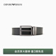 EMPORIO ARMANI/阿瑪尼官方旗艦【禮物】男士雙面老錢(qián)風(fēng)方形針扣腰帶秋冬 80740-黑色荔枝紋/灰色光面