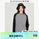 佐丹奴長(cháng)袖t恤女純棉撞色條紋寬松牛角袖圓領(lǐng)上衣女13323862